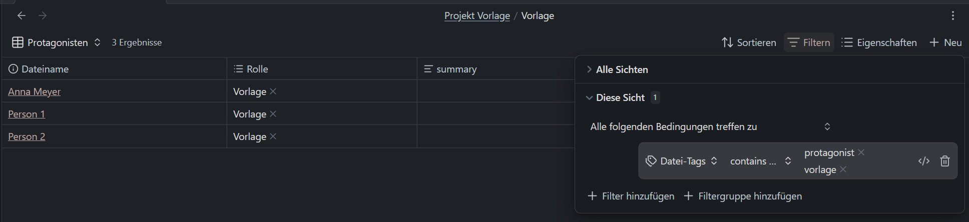 Filtermöglichkeiten bei Base über tags