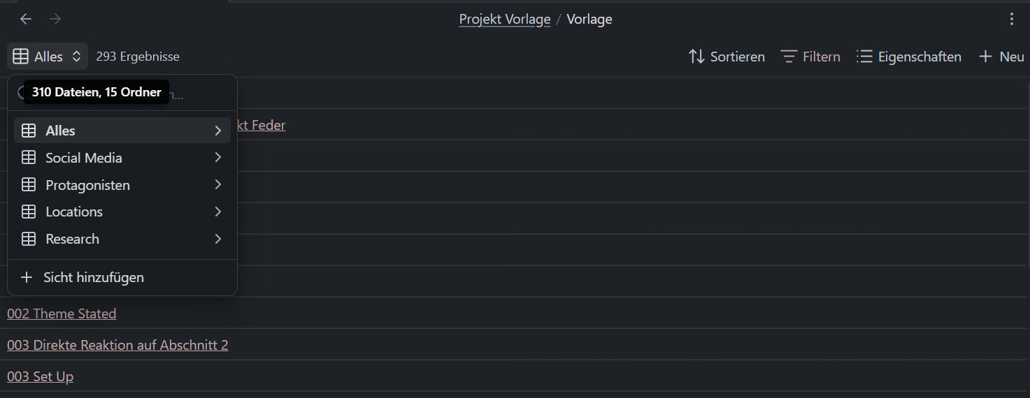 Obsidian Base – Datenbank-Funktion zur Projektverwaltung