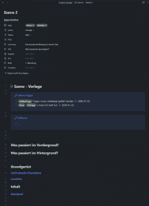 Obsidian-Vorlage für einzelne Szenen