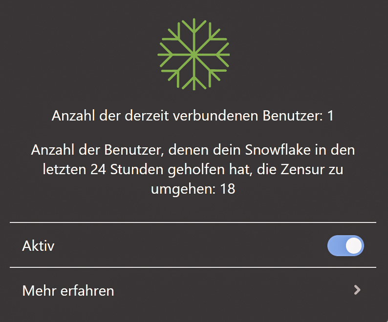 Screenshot von Snowflake-Anzeige