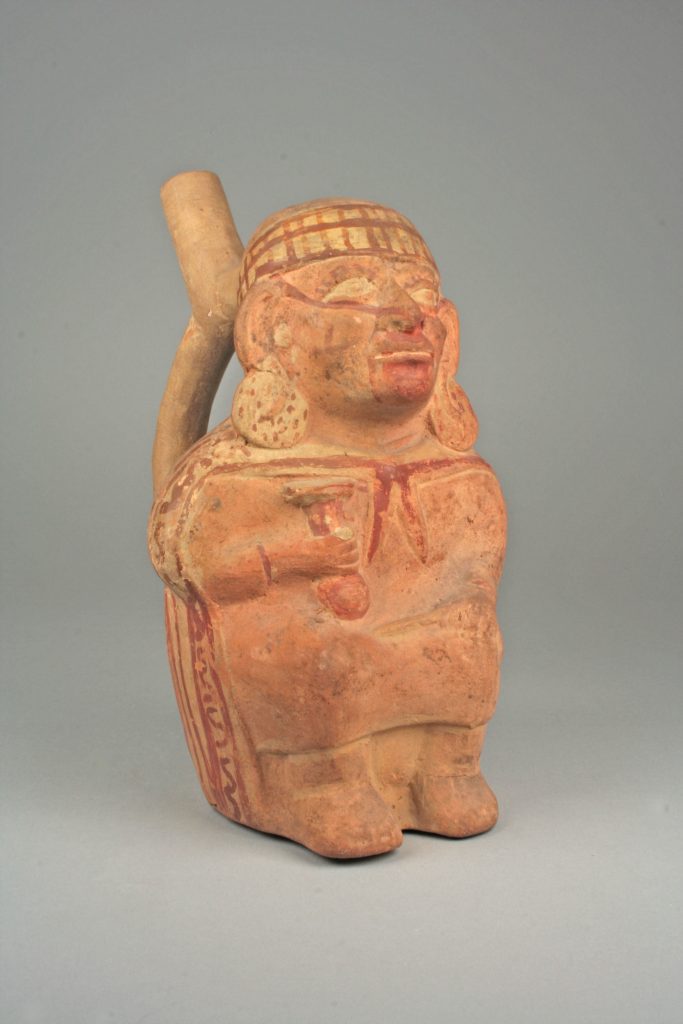 Moche-Steigbügelgefäß aus Peru, präkolumbische Keramik